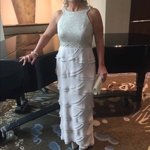 Jessica Howard Layered Skirt Gown w/Beaded Belt